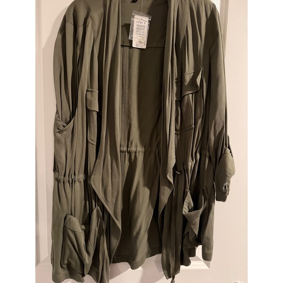 torrid Jackets & Blazers - TORRID Olive Green Drapey Utility Jacket Pockets Drawstring Size 2